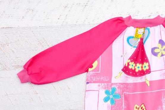 Close up of sleeves on Funky Fairy art Smock 