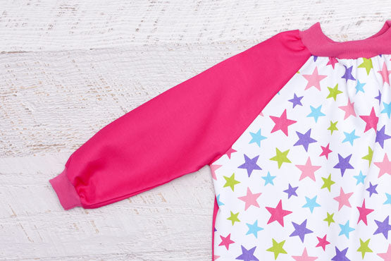 Pink Stars Kids Smock with Pink Sleeves