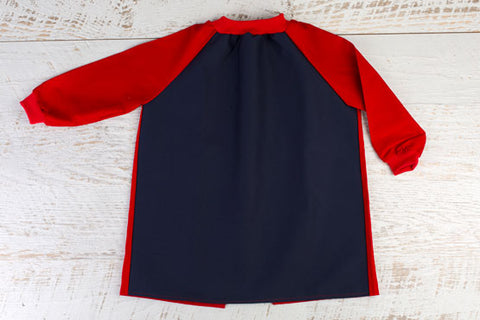 Navy Art Smock with red sleeves